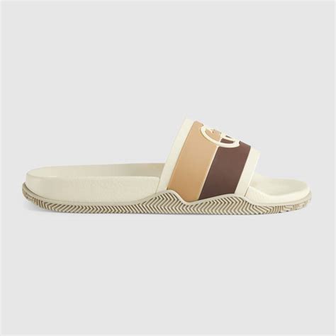 gucci slide interlocking g beige|Gucci sandals rubber sole.